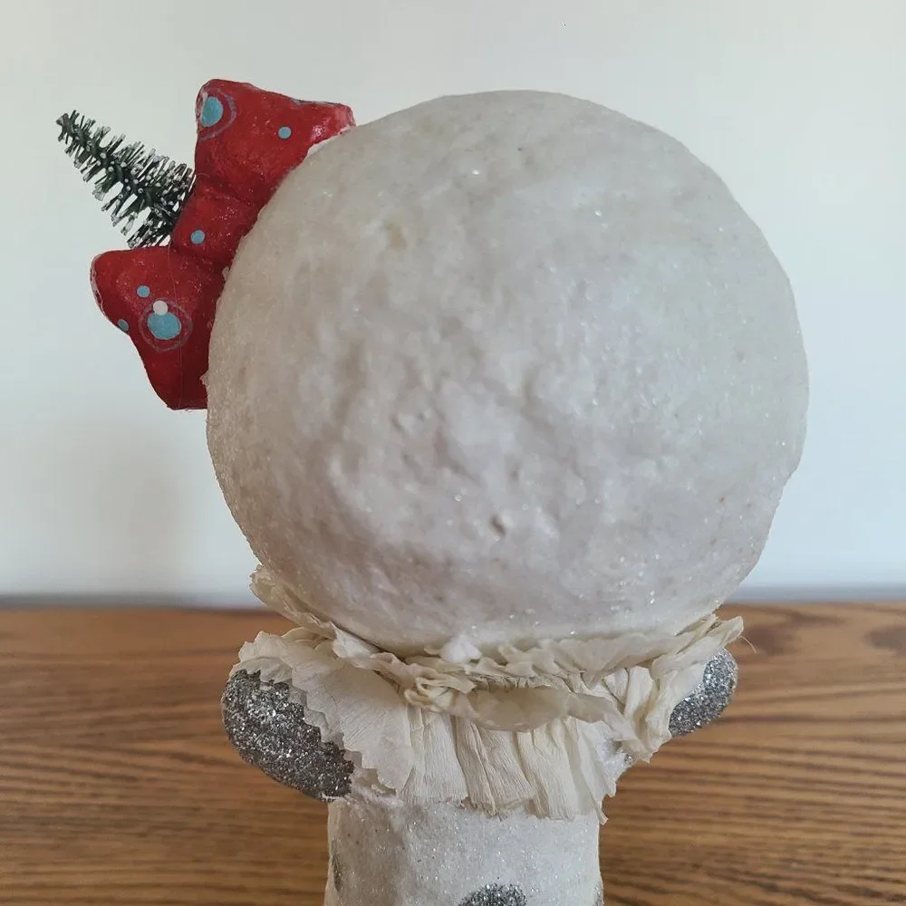 Whimsical Snow Woman Angel Mama With Snow Baby Shelf Sitter Winter Figurine VTG